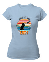 T-Shirt Στενή Γραμμή Γυναικείο - Best Cat Dad - Color Thumbnail Γαλάζιο