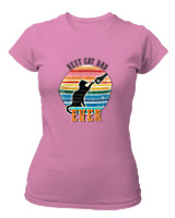 T-Shirt Στενή Γραμμή Γυναικείο - Best Cat Dad - Color Thumbnail Ροζ
