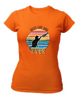 T-Shirt Στενή Γραμμή Γυναικείο - Best Cat Dad - Color Thumbnail Πορτοκαλί