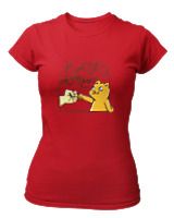 T-Shirt Στενή Γραμμή Γυναικείο - Best Cat Mom Ever - Color Thumbnail Κόκκινο