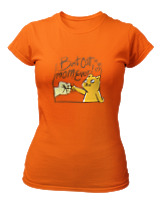 T-Shirt Στενή Γραμμή Γυναικείο - Best Cat Mom Ever - Color Thumbnail Πορτοκαλί