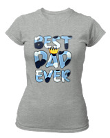 T-Shirt Στενή Γραμμή Γυναικείο - Best Dad Ever - Color Thumbnail Γκρι Μελανζέ