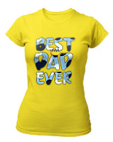 T-Shirt Στενή Γραμμή Γυναικείο - Best Dad Ever - Color Thumbnail Κίτρινο