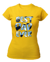 T-Shirt Στενή Γραμμή Γυναικείο - Best Dad Ever - Color Thumbnail Χρυσό Κίτρινο