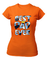 T-Shirt Στενή Γραμμή Γυναικείο - Best Dad Ever - Color Thumbnail Πορτοκαλί