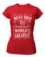 T-Shirt Στενή Γραμμή Γυναικείο - Best Dad - Color Thumbnail Κόκκινο