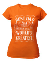 T-Shirt Στενή Γραμμή Γυναικείο - Best Dad - Color Thumbnail Πορτοκαλί