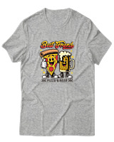 T-Shirt Αντρικό - Best Friends Pizza Beer - Color Thumbnail Γκρι Μελανζέ