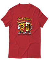 T-Shirt Αντρικό - Best Friends Pizza Beer - Color Thumbnail Κόκκινο