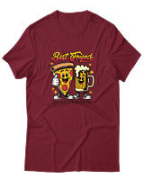 T-Shirt Αντρικό - Best Friends Pizza Beer - Color Thumbnail Σκούρο Κόκκινο