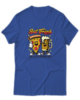 T-Shirt Αντρικό - Best Friends Pizza Beer - Color Thumbnail Μπλε Ρουά
