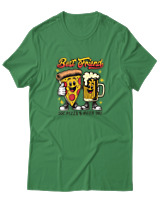 T-Shirt Αντρικό - Best Friends Pizza Beer - Color Thumbnail Πράσινο