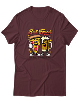 T-Shirt Αντρικό - Best Friends Pizza Beer - Color Thumbnail Μπορντό