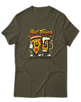T-Shirt Αντρικό - Best Friends Pizza Beer - Color Thumbnail Χακί
