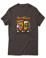 T-Shirt Αντρικό - Best Friends Pizza Beer - Color Thumbnail Καφέ
