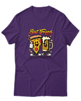 T-Shirt Αντρικό - Best Friends Pizza Beer - Color Thumbnail Σκούρο Μωβ