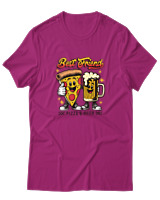 T-Shirt Αντρικό - Best Friends Pizza Beer - Color Thumbnail Φουξια