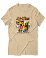 T-Shirt Αντρικό - Best Friends Pizza Beer - Color Thumbnail Μπεζ