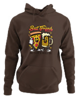 Φούτερ με κουκούλα - Best Friends Pizza Beer - Color Thumbnail Καφέ