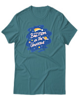 T-Shirt Αντρικό - Best Mom In The Universe - Color Thumbnail Μπλε Πράσινο