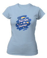 T-Shirt Στενή Γραμμή Γυναικείο - Best Mom In The Universe - Color Thumbnail Γαλάζιο