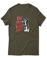 T-Shirt Αντρικό - Big Dog Bigger Attitude - Color Thumbnail Χακί