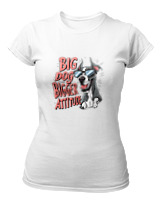 T-Shirt Στενή Γραμμή - Big Dog Bigger Attitude - Color Thumbnail ΄Ασπρο