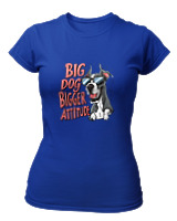 T-Shirt Στενή Γραμμή - Big Dog Bigger Attitude - Color Thumbnail Μπλε Ρουά