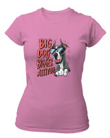 T-Shirt Στενή Γραμμή - Big Dog Bigger Attitude - Color Thumbnail Ροζ