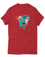 T-Shirt Αντρικό - Big Foot Eating Pizza - Color Thumbnail Κόκκινο