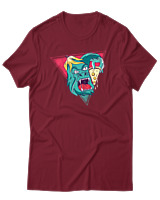 T-Shirt Αντρικό - Big Foot Eating Pizza - Color Thumbnail Σκούρο Κόκκινο