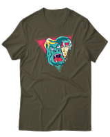 T-Shirt Αντρικό - Big Foot Eating Pizza - Color Thumbnail Χακί