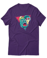T-Shirt Αντρικό - Big Foot Eating Pizza - Color Thumbnail Σκούρο Μωβ