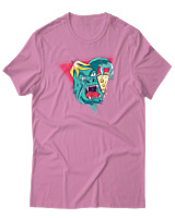 T-Shirt Αντρικό - Big Foot Eating Pizza - Color Thumbnail Ροζ