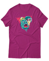 T-Shirt Αντρικό - Big Foot Eating Pizza - Color Thumbnail Φουξια