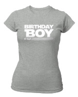 T-Shirt Στενή Γραμμή Γυναικείο - Birthday Boy - Color Thumbnail Γκρι Μελανζέ