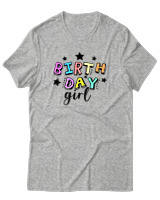 T-Shirt  Γυναικείο - Birthday Girl - Color Thumbnail Γκρί Μελανζέ