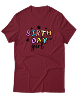 T-Shirt  Γυναικείο - Birthday Girl - Color Thumbnail Σκούρο Κόκκινο