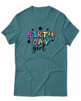 T-Shirt  Γυναικείο - Birthday Girl - Color Thumbnail Μπλέ Πράσινο