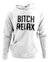 Φούτερ με κουκούλα Αντρικό - Bitch Relax - Color Thumbnail ΄Ασπρο