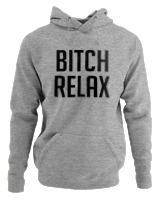 Φούτερ με κουκούλα Αντρικό - Bitch Relax - Color Thumbnail Γκρι Μελανζέ