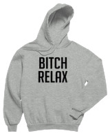 Φούτερ με κουκούλα Παιδικό - Bitch Relax - Color Thumbnail Γκρι Μελανζέ