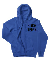 Ζακέτα Φούτερ με κουκούλα Γυναικείο - Bitch Relax - Color Thumbnail Μπλε Ρουά
