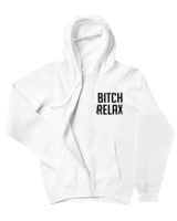 Ζακέτα Φούτερ με κουκούλα Αντρικό - Bitch Relax - Color Thumbnail 'Ασπρο