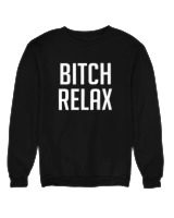 Φούτερ χωρίς κουκούλα Γυναικείο - Bitch Relax - Color Thumbnail Μαύρο