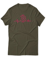 T-Shirt Αντρικό - Bitcoin Heartbeat - Color Thumbnail Χακί
