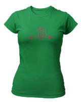 T-Shirt Στενή Γραμμή Γυναικείο - Bitcoin Heartbeat - Color Thumbnail Πράσινο