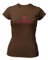 T-Shirt Στενή Γραμμή Γυναικείο - Bitcoin Heartbeat - Color Thumbnail Καφέ