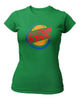 T-Shirt Στενή Γραμμή Γυναικείο - Bitcoin King - Color Thumbnail Πράσινο
