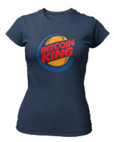 T-Shirt Στενή Γραμμή Γυναικείο - Bitcoin King - Color Thumbnail Σκούρο Μπλε